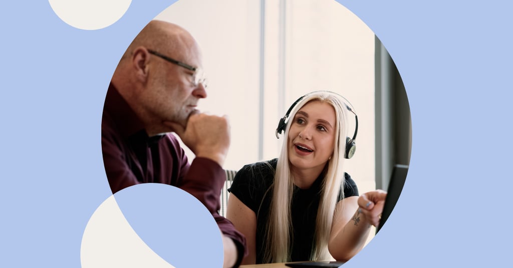 Photo of two people in office