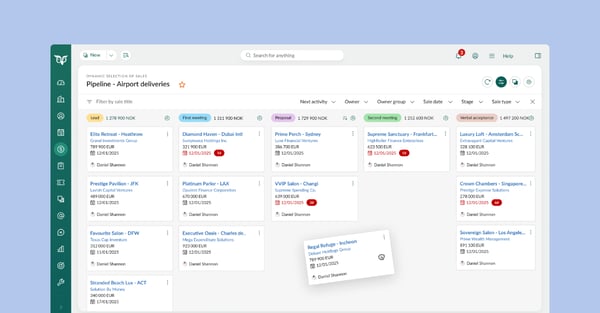 Screen shot of SuperOffice pipeline tracking