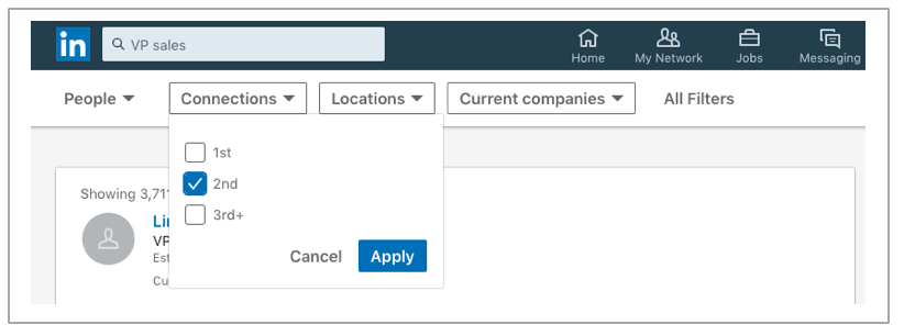 Finding second degree connections