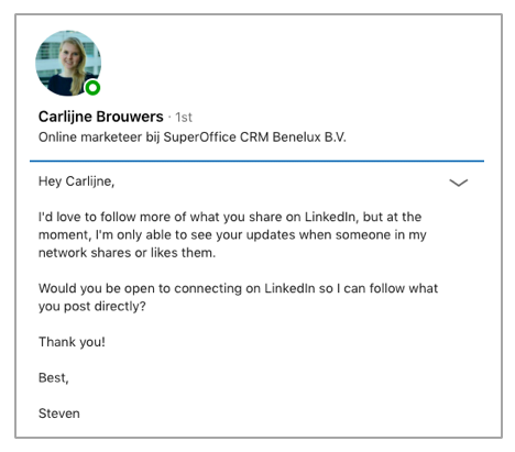 Referral template for LinkedIn