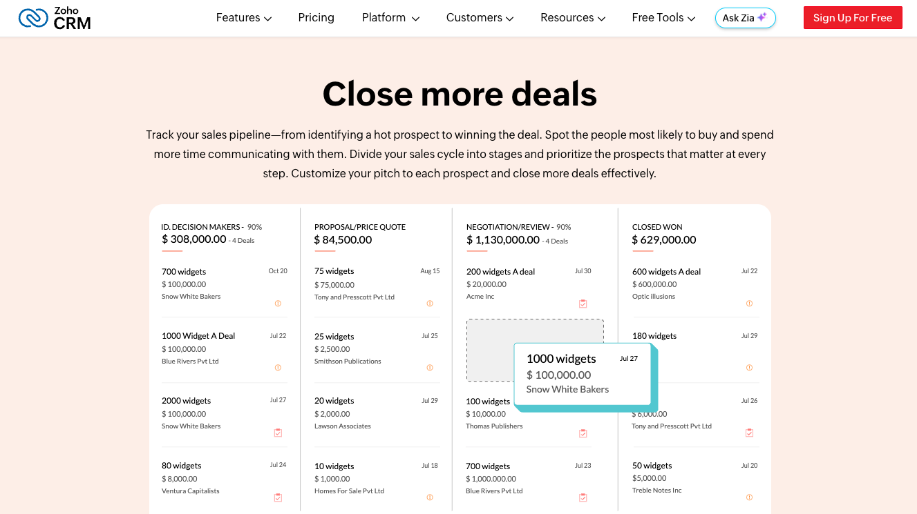 Zoho website